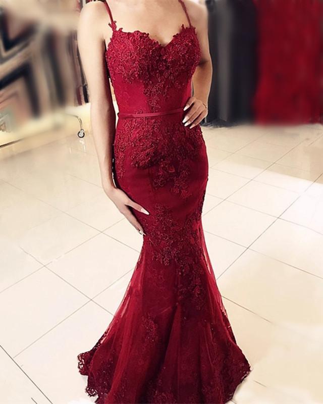 Elegant Sweetheart Lace Mermaid Prom Dress Floor Length Evening Gowns