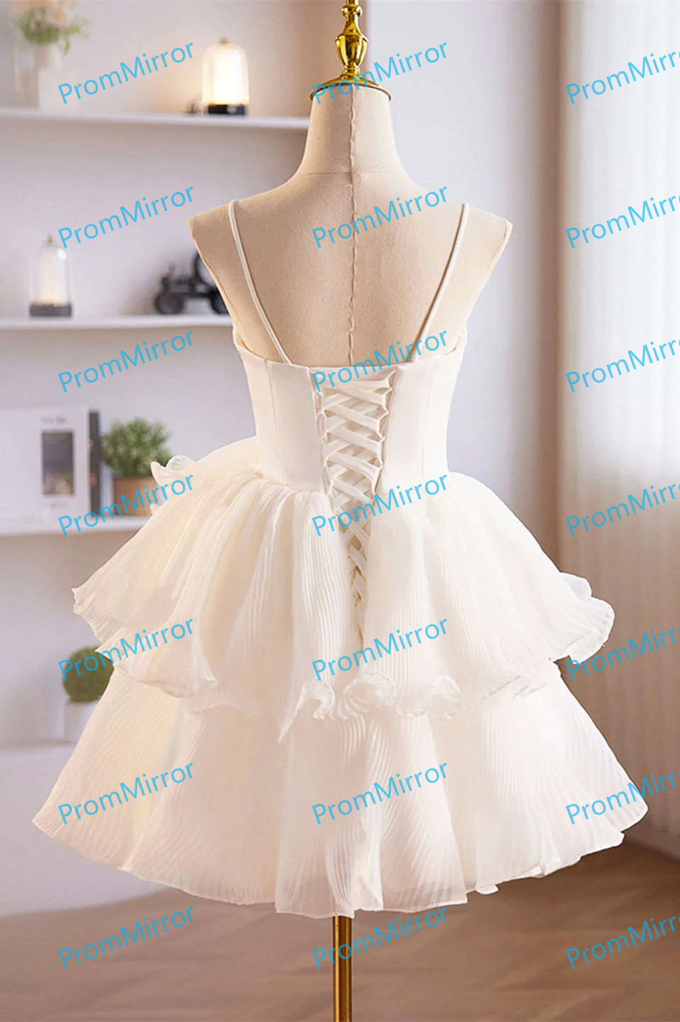 Cute A-Line White Ruffle Short Homecoming Dress
