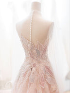 Delicate A Line Sheer Straps Sequins Tulle Long Prom Dress  GG033