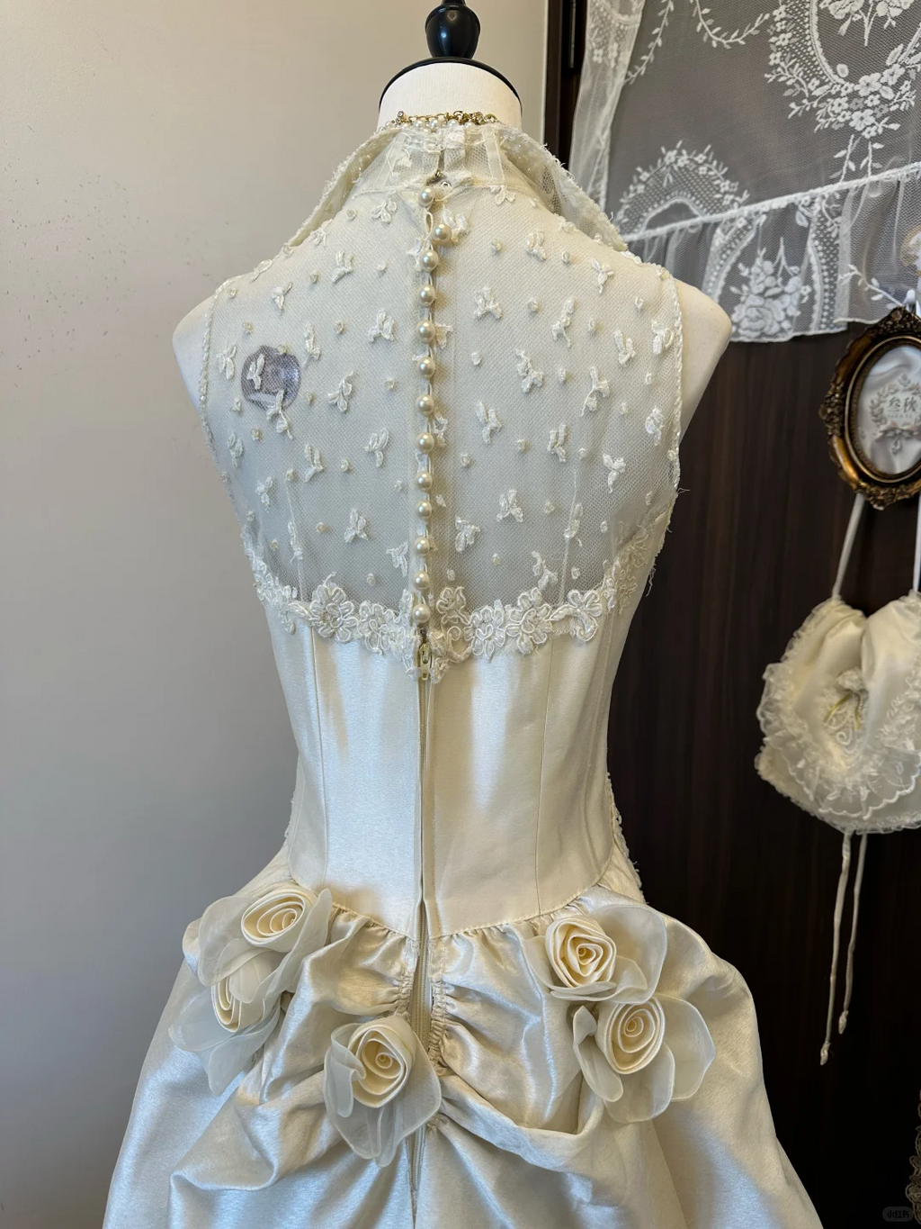 Romantic Gorgeous A Line Halter Satin Lace Beaded Long Prom Dress,Evening Dress GG5130