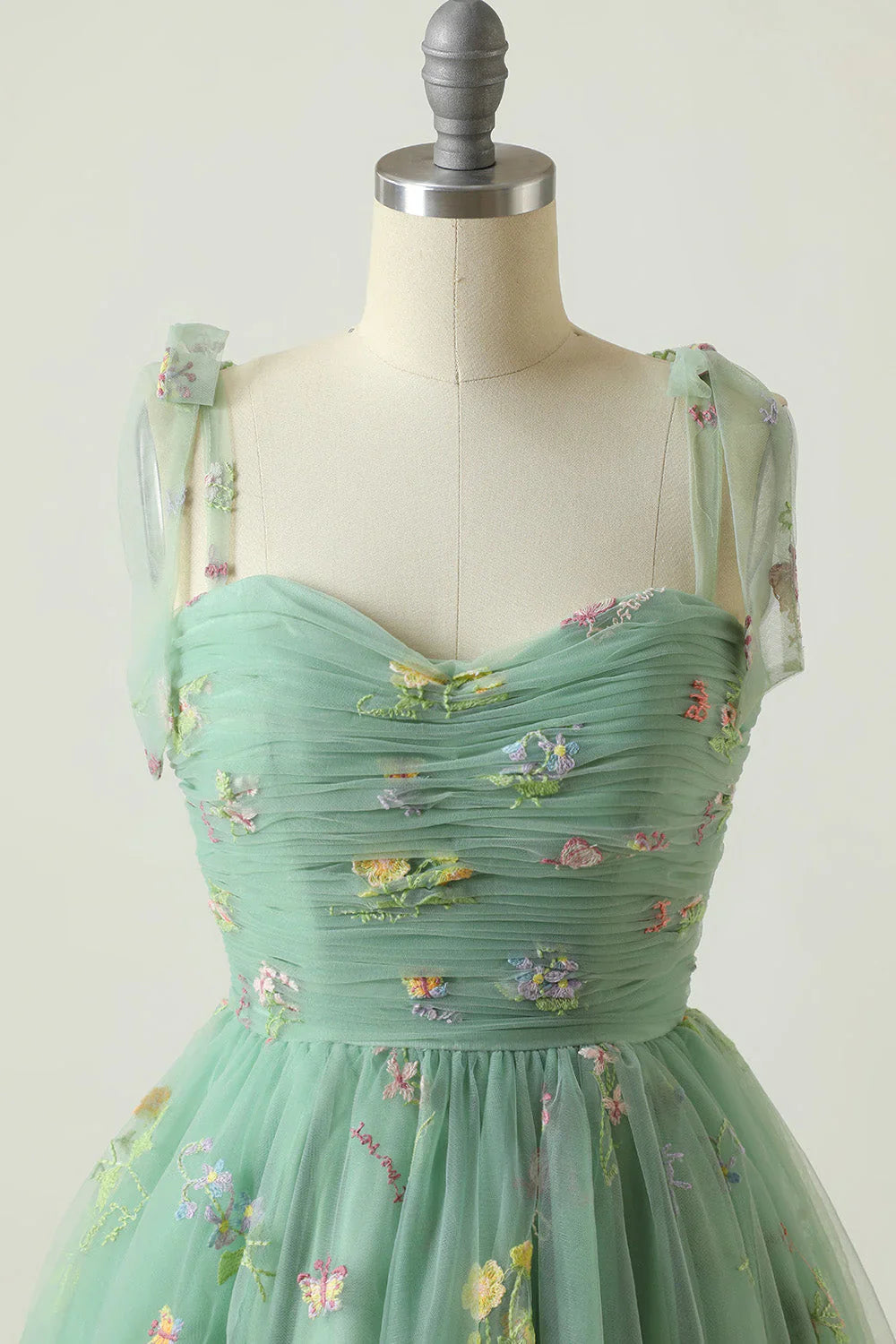 Green Short A-Line Homecoming Dress With Embroidery