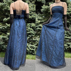 uschichubs--Navy blue vintage elegant long chiffon star prom dress party dress gh5504