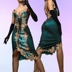 uschichubs-Turquoise Green Shiny Fashion Short/Mid-Length Chiffon Sequin Homecoming Dress Birthday Party Dress gh5008