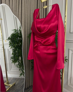 Sexy Mermaid Long Sleeves Red Prom Dresses P1206