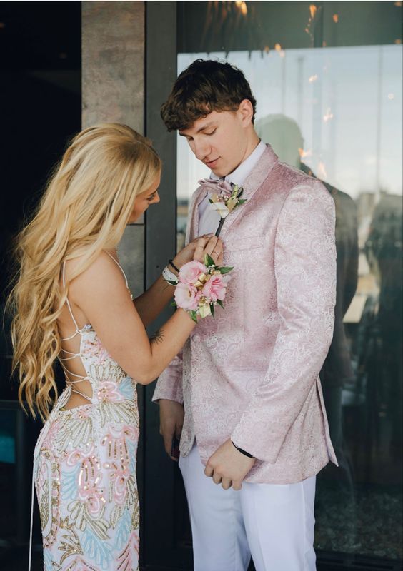 Modest Sheath Straps Sequin Slit Prom Dresses P1221