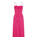 Sexy A line Straps Sleeveless Party Dress Hot Pink Side Slit Prom Dress P856