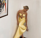 Sexy Mermaid Halter Yellow Prom Dress P1674