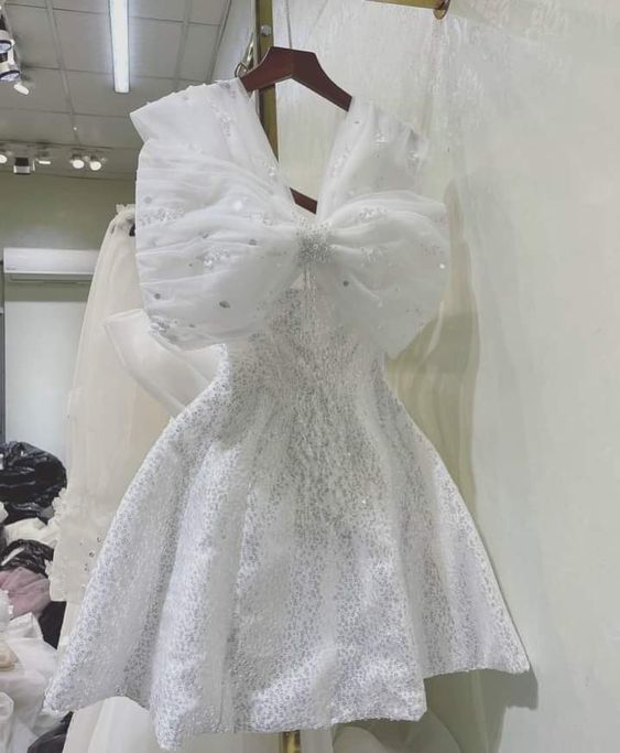 vintage a line white sequin homecoming dress 18th birthday outfits P2084