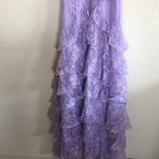 Vintage Lilac A-Line Lace Tiered Prom Dress Party Dress Evening Dress TP4503