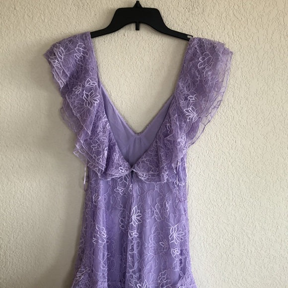 Vintage Lilac A-Line Lace Tiered Prom Dress Party Dress Evening Dress TP4503