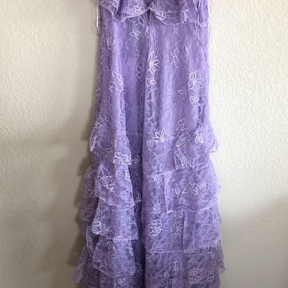 Vintage Lilac A-Line Lace Tiered Prom Dress Party Dress Evening Dress TP4503