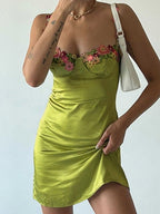 Cute Sheath Straps Short Green Homecoming Dresses P2291