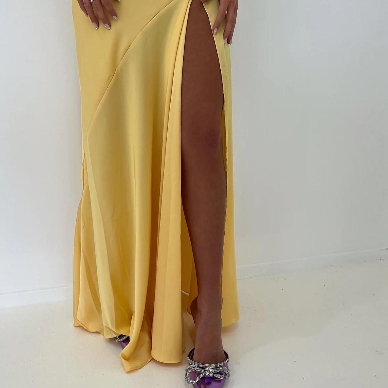 Sexy Mermaid Spaghetti Straps Sleeveless Party Dress Yellow Prom Dresses P2322