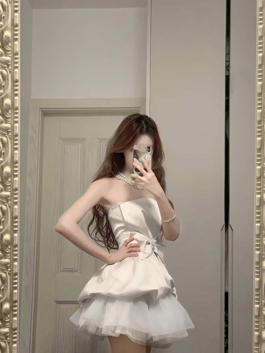 Cute White Strapless Bow Satin Tulle Mini 17th Birthday Homecoming Dress P3566