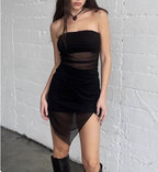 Sexy Black Mesh Backless Homecoming Dress P3607