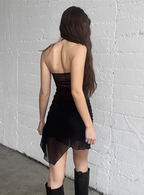 Sexy Black Mesh Backless Homecoming Dress P3607