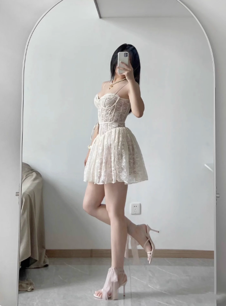 Sexy Lace Fishbone A-line Birthday Dress for Wedding Short Prom Outfit