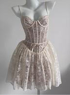 Sexy Lace Fishbone A-line Birthday Dress for Wedding Short Prom Outfit