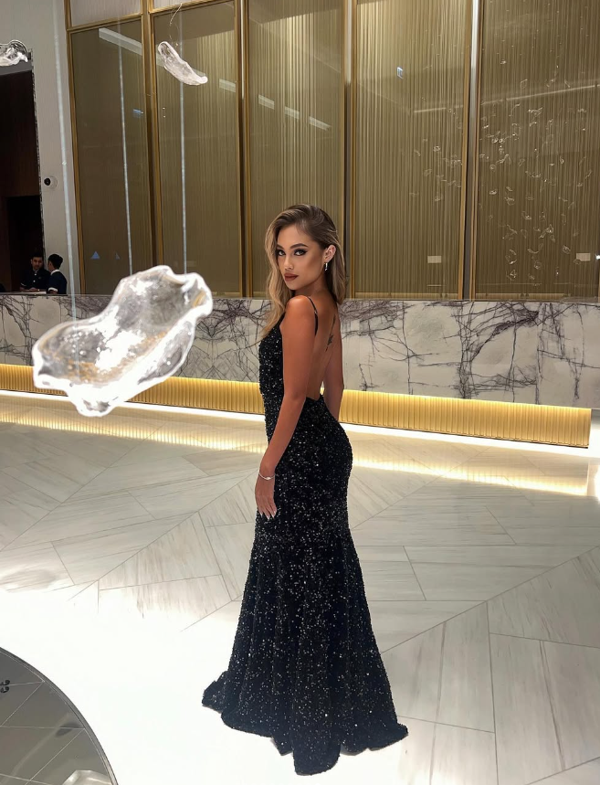 Unique Mermaid Black Sequin Long Prom Dress Maxi Dresses
