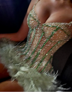 __irlhomeshops-Green shiny gorgeous fashion short tulle homecoming dress birthday party dress gh4994