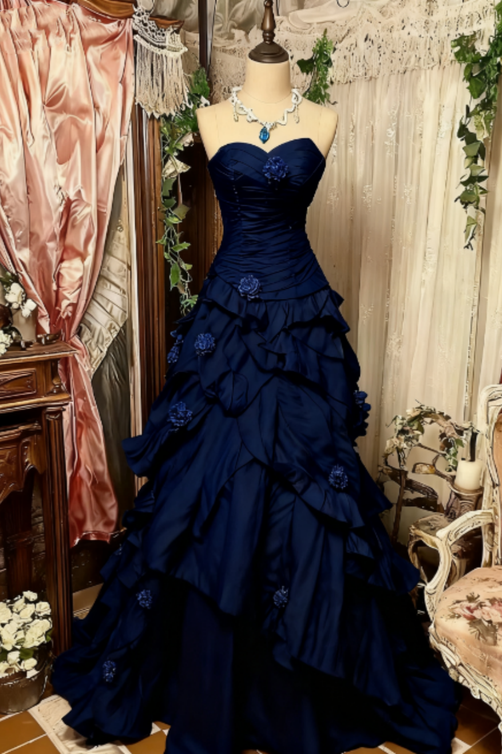 Purple Pink Blue Gradient Fashion Retro Elegant Delicate Floral Beads Sweet Elegant Long Tulle Floor Length Ball Gown Evening Gown gh4156