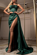 Dark Green Prom Dress Mermaid Split  gh615