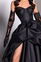 Black fashion sexy taffeta slit long elegant ball gown evening dress gh727