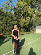 New Arrival Tiered Tulle Black Prom Dress, Long Evening Dress gh2883