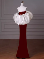 Mermaid Strapless Red Prom Dress Long Party Dresses P1605