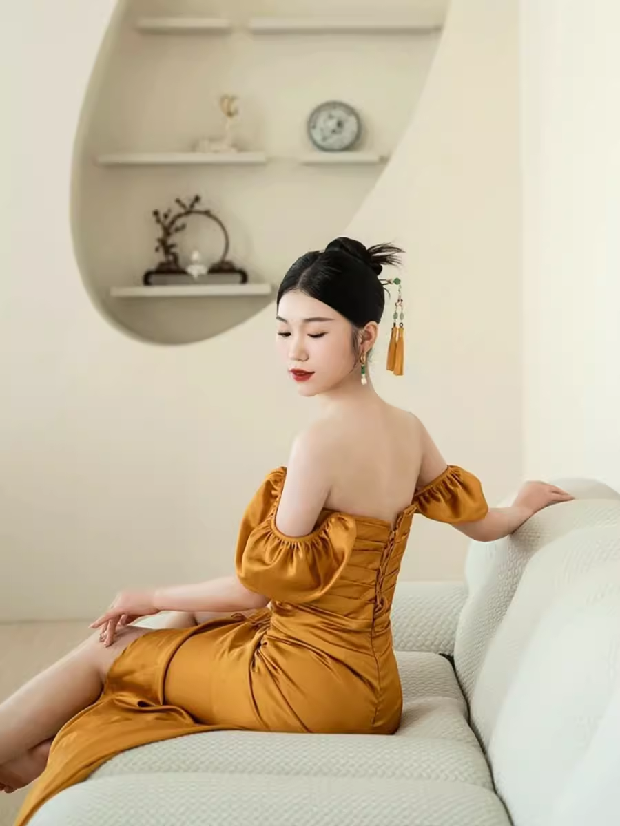 Sheath Off The Shoulder Yellow Prom Dresses Evening Dress P1987