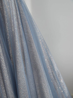 Shiny Tulle Long Prom Dresses A-Line Woman Dress Elegant Party