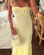 Pretty Mermaid Sweetheart Long Yellow Prom Dress Evening Dress Formal Dress SD2160
