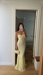 Pretty Mermaid Sweetheart Long Yellow Prom Dress Evening Dress Formal Dress SD2160