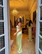 Pretty Mermaid Sweetheart Long Yellow Prom Dress Evening Dress Formal Dress SD2165