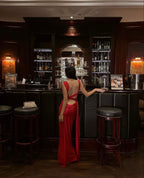 Pretty Mermaid Straps Backless Satin Red Prom Dresses Long Party Dress SD2299