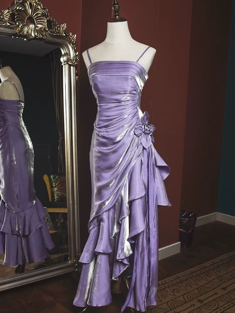 Spaghetti Straps Satin Long Party Dresses Woman Dress Elegant Party