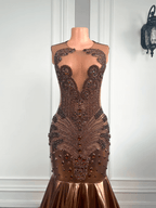 Luxury Mermaid Prom Dresses Black Girls Leather Gala Dress Formal