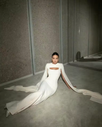 Pretty Mermaid Straps Long Prom Dress Evening Dress Formal Dress With Cape SD2184