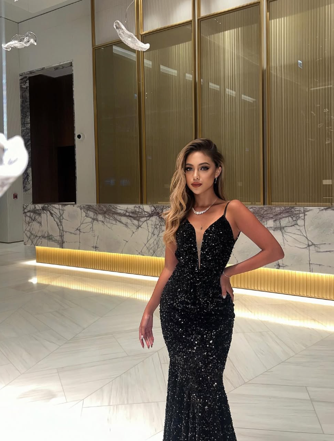 Unique Mermaid Black Sequin Long Prom Dress Maxi Dresses