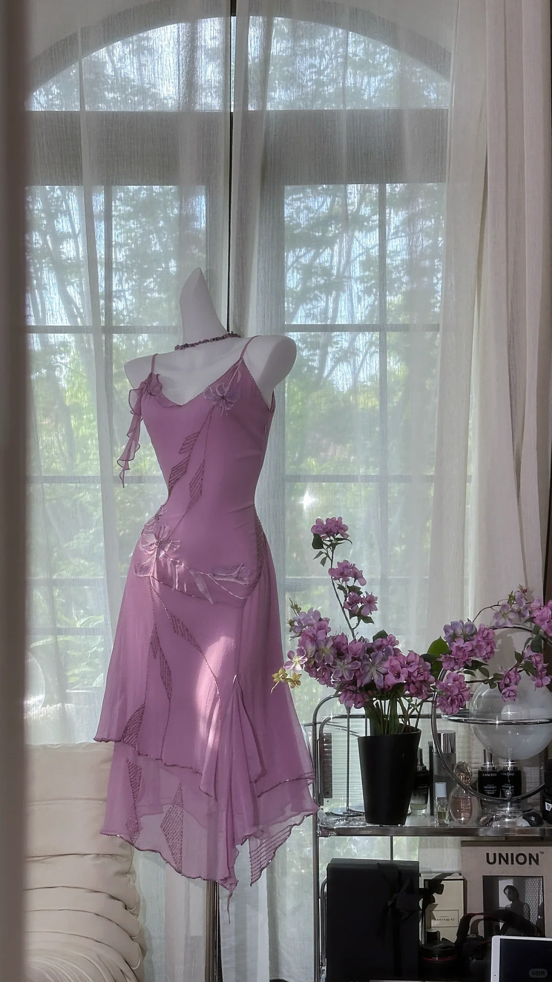 Classy Spaghetti Straps V Neck Purple Chiffon Homecoming Dress Short Party Dress S722