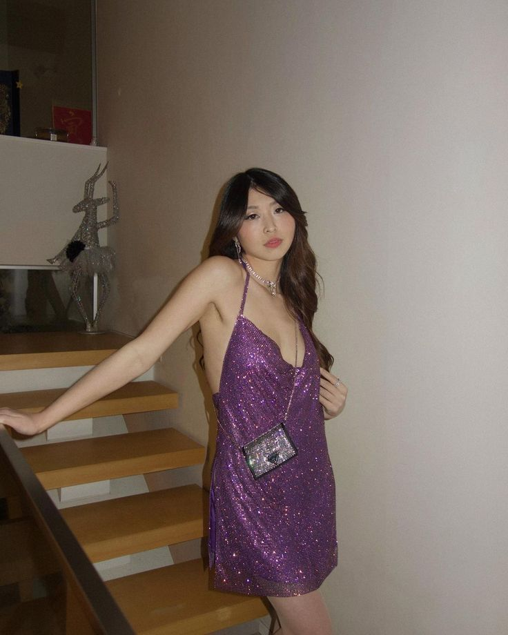 Sparkly Halter Sheath Sequin Homecoming Dress Purple Cocktail Dress S292