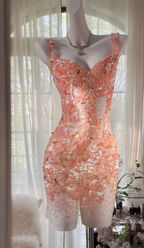 Glitter Orange Sequins Sheath Backless Homecoming Dress V Neck Cocktail Dress S371