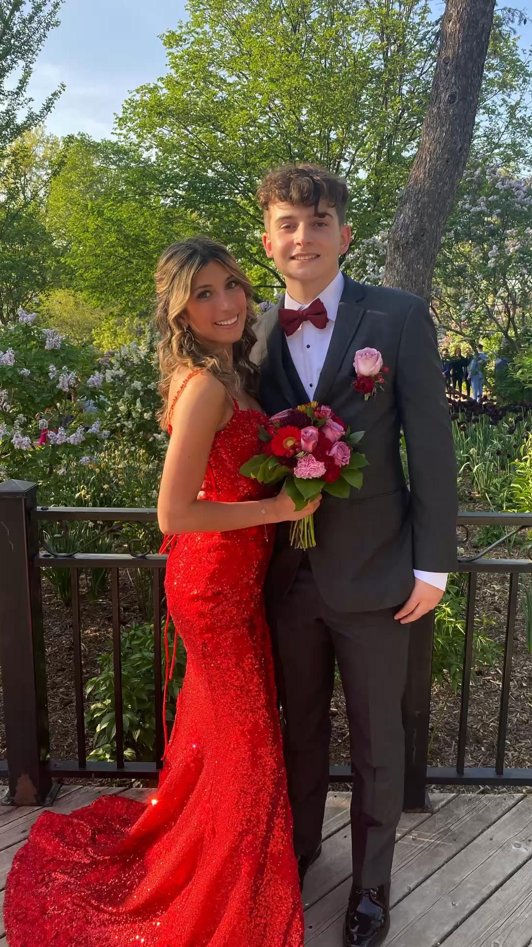 Red Mermaid Sequins Prom Dresses, Bodycon Evening Dresses