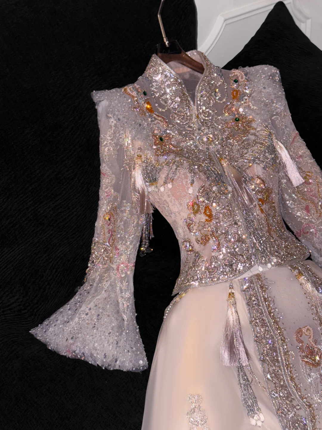 Gorgeous Sparkling Pink Beaded Sequin A-Line Romantic Chiffon Evening Dress Prom Dresses TP4156