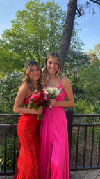 Red Mermaid Sequins Prom Dresses, Bodycon Evening Dresses