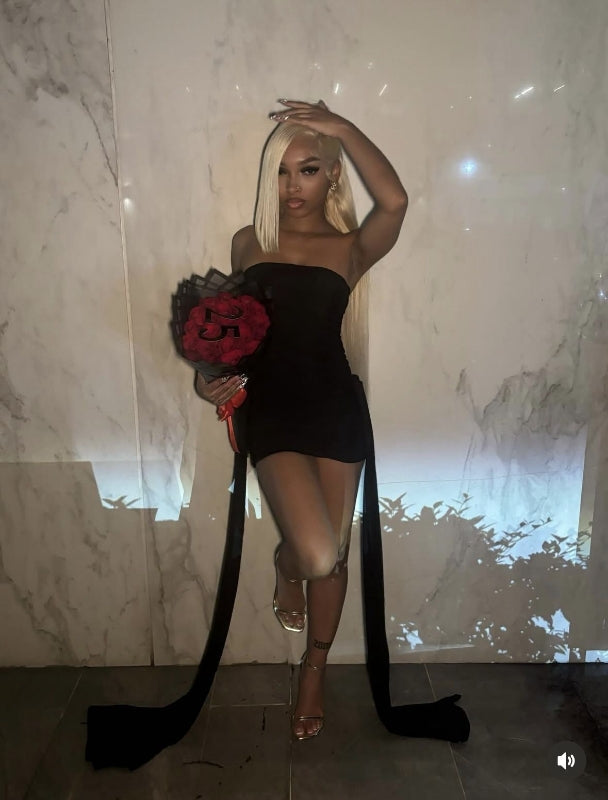 Strapless Black Sheath Short Birthday Dress Mini Prom Gown