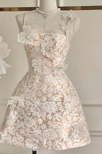 Spaghetti Straps Sleeveless Appliqued A-Line Mini Homecoming Dress fg8210