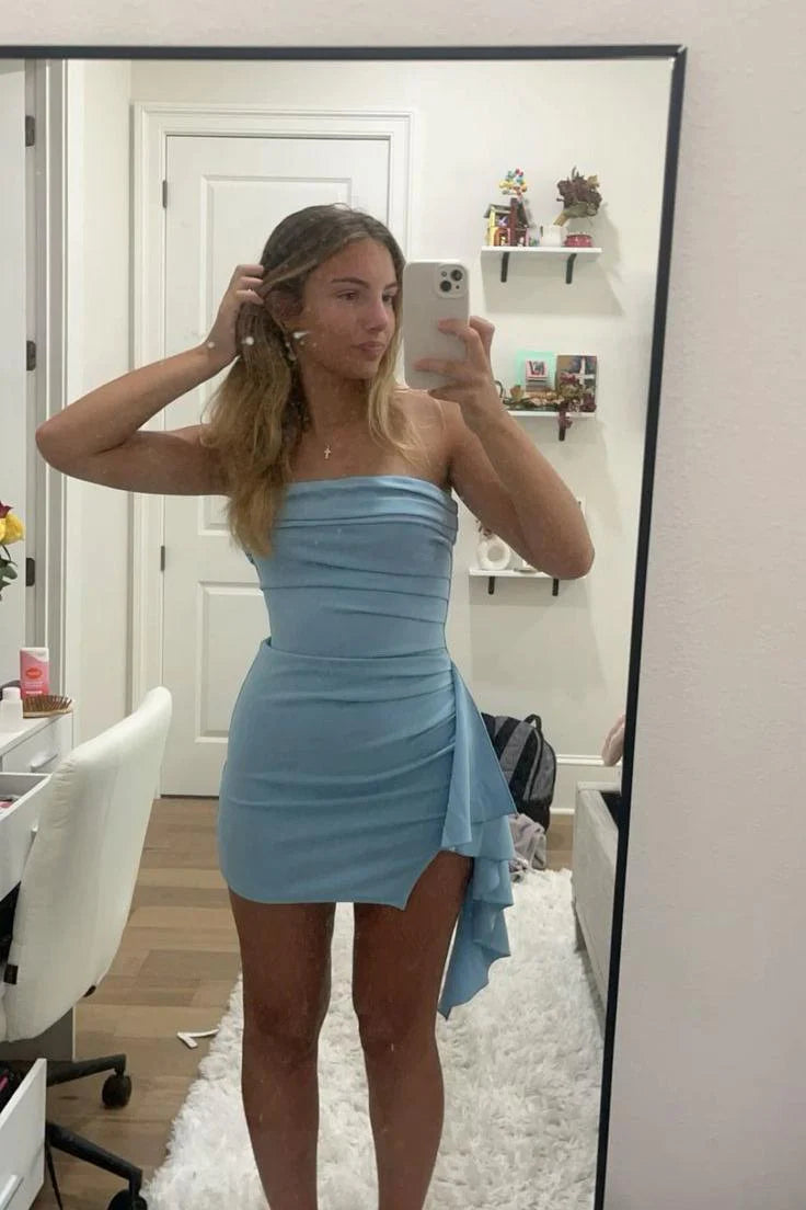 Elegant Tight Party Dress Ruched Short Cocktail Dresses