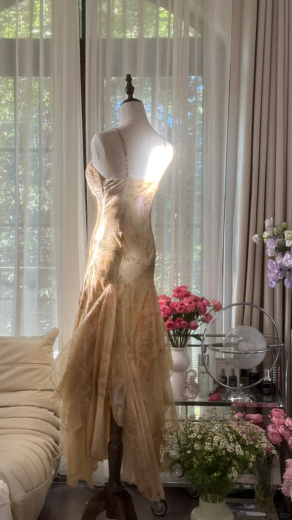 Retro Sweetheart Mermaid Spaghetti Strap Design A-line Romantic Chiffon Evening Dress Prom Dress TP3998