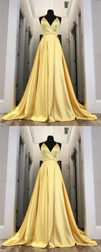 long yellow prom dresses leg split evening gowns cg1350